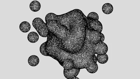 Vertical video of liquid 3d shape levitation. Motion design wireframe. Stock Footage 141125111