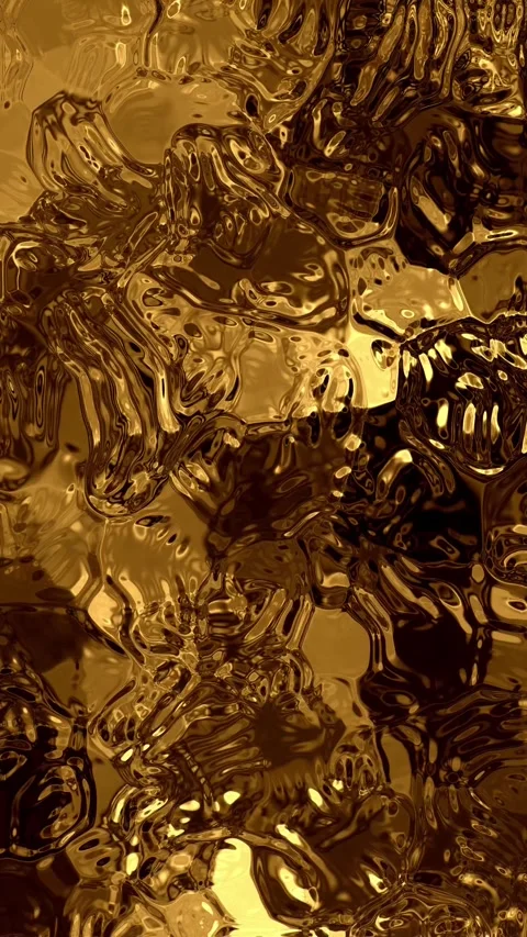 Vertical Video of Liquid Gold Texture Flowing, Seamless Loop Stock Footage 344328856