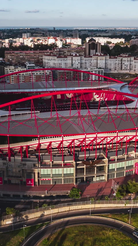 Vertical Video of Lisbon Stadium, Vertical Aerial View Shot Stock Footage 270828608