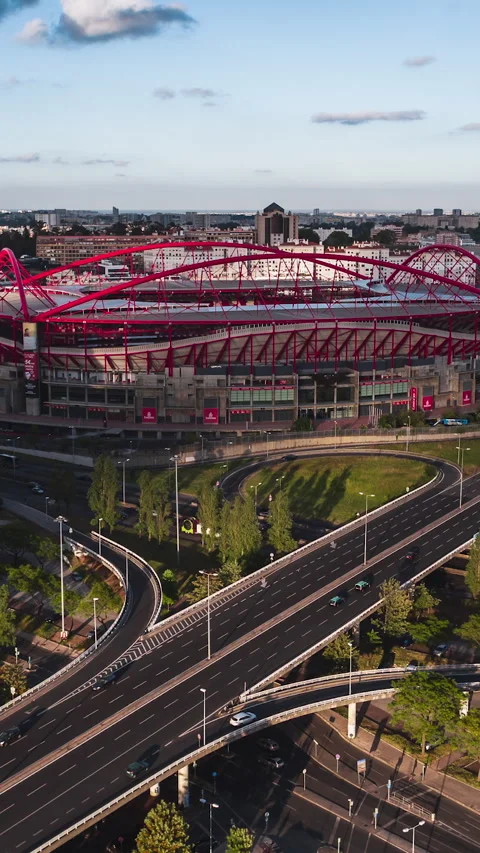 Vertical Video of Lisbon Stadium, Vertical Aerial View Shot Video stock 270828675