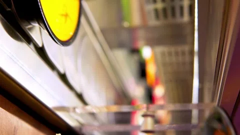 Vertical video of little boy on a conveyor belt japanesse restaurant Stock Footage 263763550