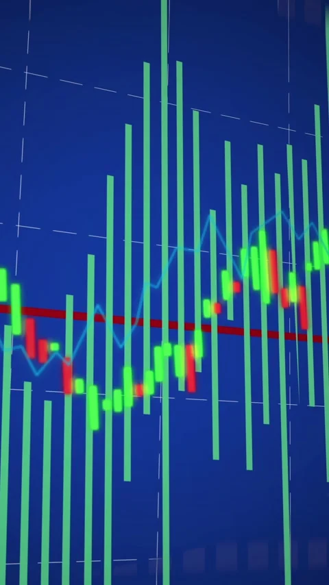 Vertical video: On live data chart updating, bars and candles moving, line 库存影片 348570791