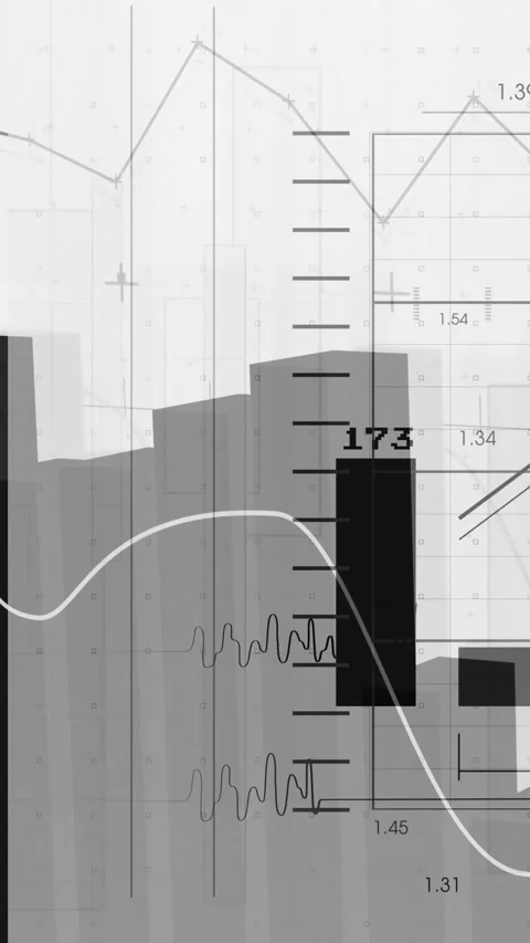 Vertical video: Live data updating dark column rising then falling while trend Stock Footage 333835781