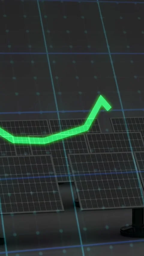 Vertical video: On live feed, PV array showing neon green trace rising and Video stock 332277905
