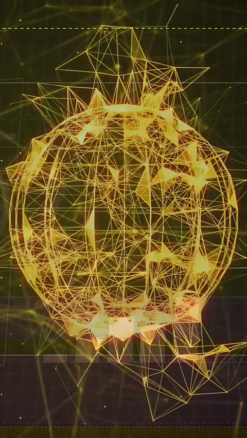 Vertical video: Live market data arriving mesh orb rotating pulsing charts Stock Footage 335802767