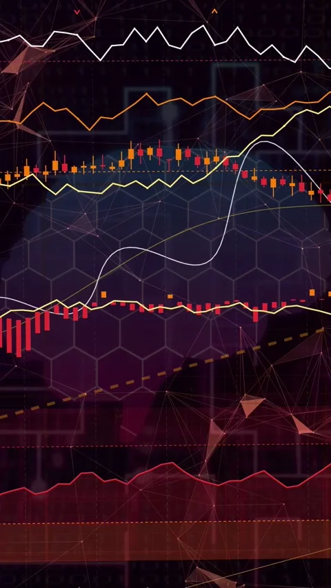 Vertical video: On load chart elements animating across brain to visualize Stock Footage 335802765