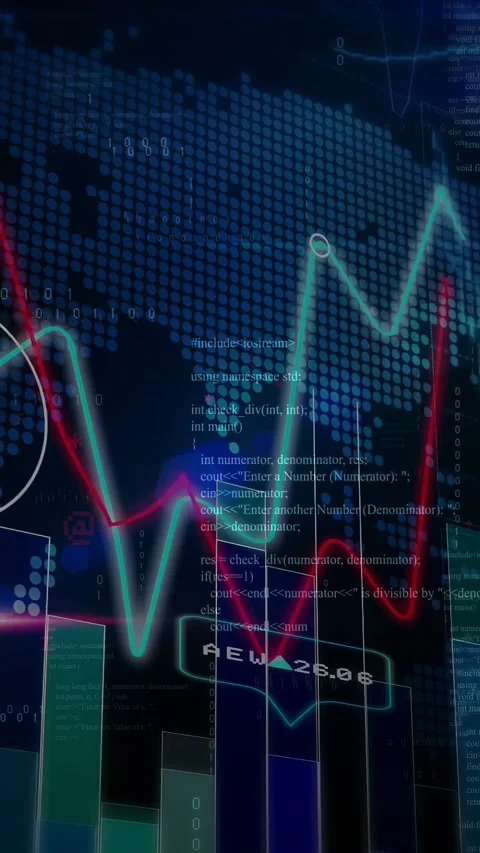 Vertical video: On load, dual lines oscillating across bars, markers marking Stock Footage 329612980