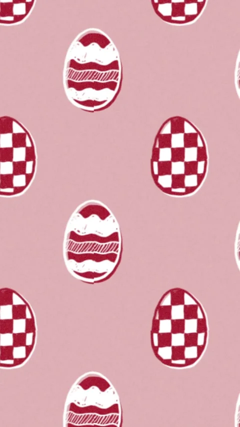 Vertical video: On load, egg column scrolling up, alternating red check and wavy Stock Footage 348495089