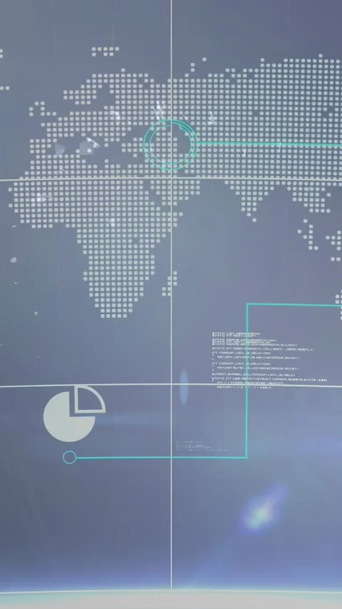Vertical video: On load, globe pulsing, HUD spinning, shards forming then Stock Footage 329912851