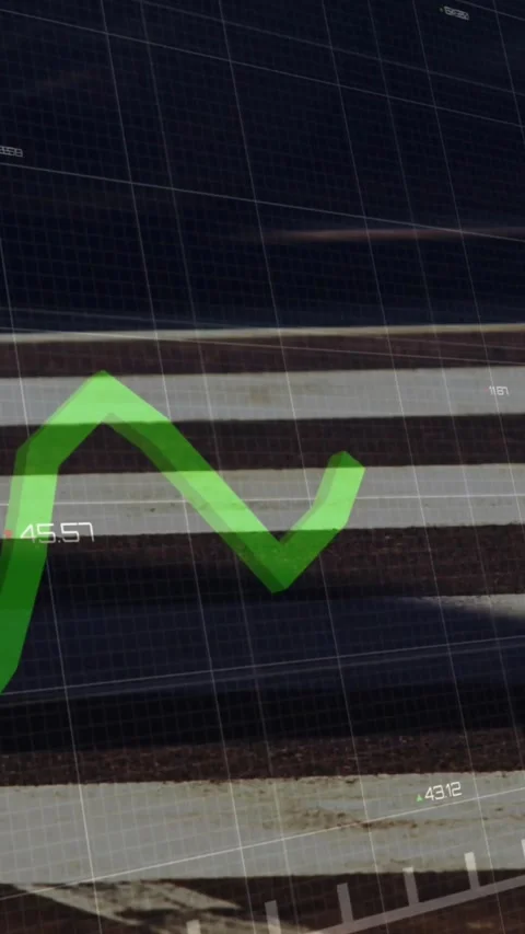 Vertical video: On load green trend line drawing on grid, peaking then settling Stock Footage 330395711