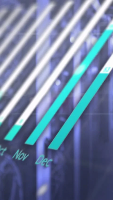 Vertical video: On load holo dash animating over panels month bars rising nodes Stock Footage 332747765