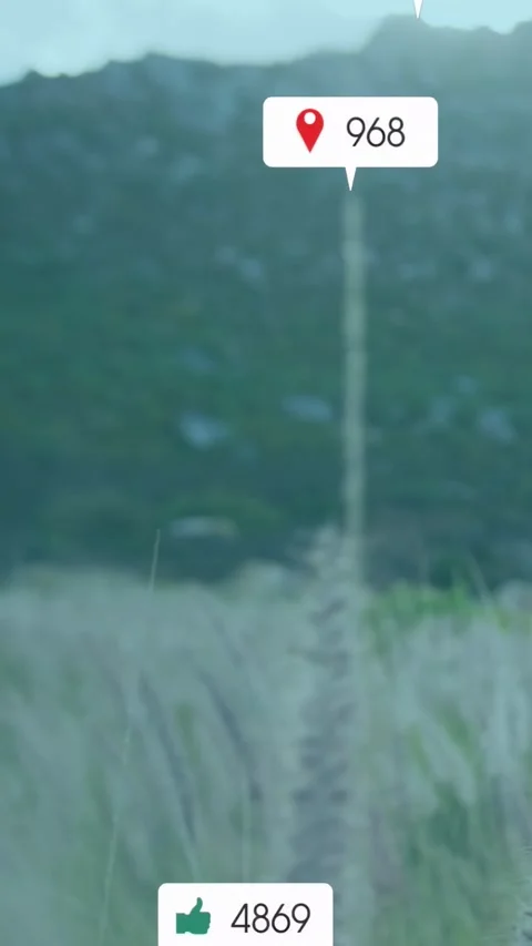 Vertical video: Location pin appearing, badges clustering and rising over Video stock 333496145