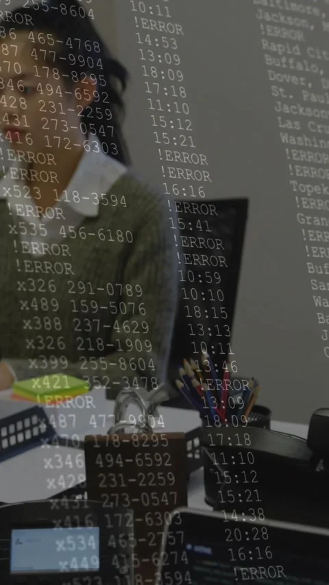 Vertical video: Log overlay rising over laptop woman reaching notes man coming Stock Footage 334540569