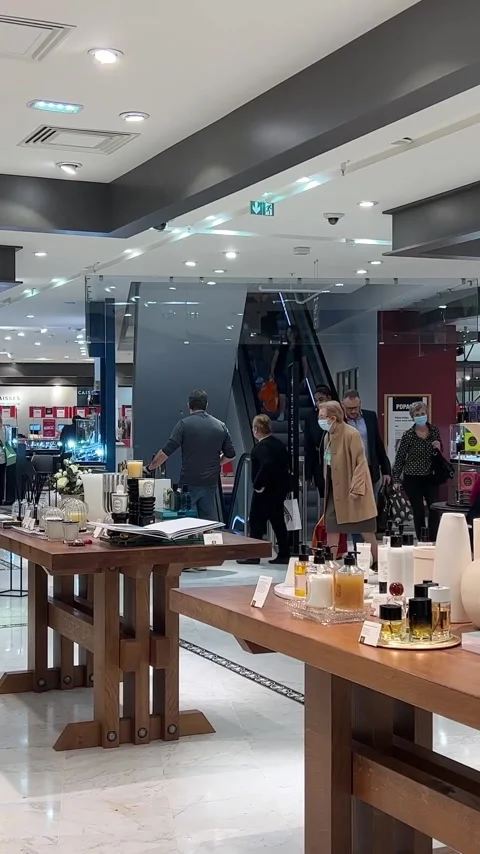 Vertical video Looking and choosing, shopping concept. Choosing makeup cosmetic Stock Footage 244257190