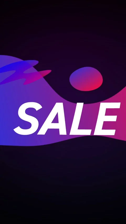 Vertical video: On loop start gradient wave and SALE text forming and pulsing to Stock Footage 348569883
