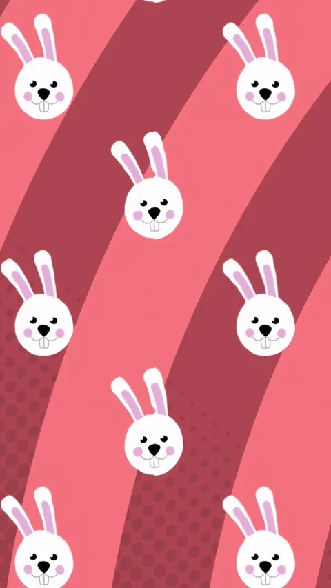 Vertical video: Loop starting repeating rabbit heads sliding on pink bands Stock Footage 329913038