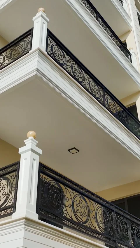 Vertical video luxury building facade with classic and modern elements Stock Footage 341836285