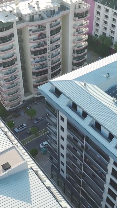 Vertical Video: Luxury Residential Complex Featuring Gorgeous Pools, Fun Slides Video stock 297756690
