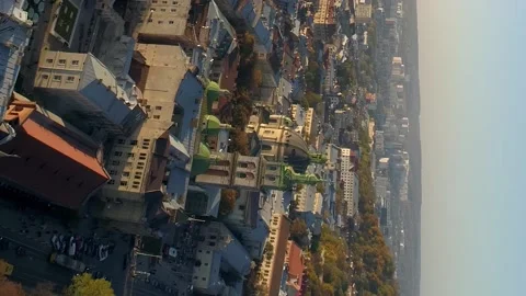 Vertical video. Lviv. The old part of town. Aerial view Ukraine Stock-Footage 234193003