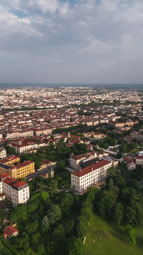 Vertical Video of Lyon, Vertical Aerial View Shot Video stock 311084089