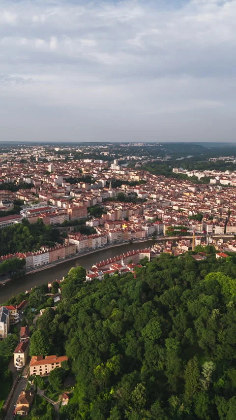 Vertical Video of Lyon, Vertical Aerial View Shot Stock Footage 311084133
