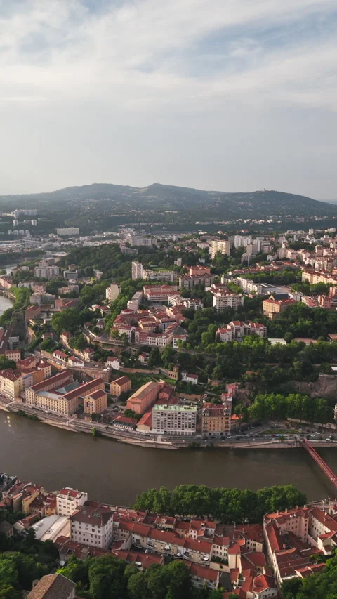 Vertical Video of Lyon, Vertical Aerial View Shot Stock Footage 311084152
