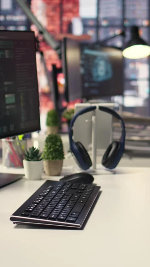 Vertical Video Machine learning projects running on desktop filled with AI data Stock Footage 308491228