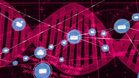 Vertical video: Mail icon starting driving blue dots joining white lines into Stock Footage 331046025