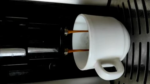 Vertical video of making cappuccino in a coffee machine. Stock Footage 150912699