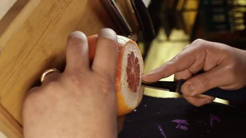 Vertical Video - Making Hookah on Grapefruit Stock Footage 247136981