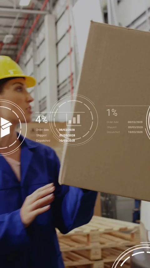 Vertical video: Male packer scanning barcode and causing AR for shipping while Stock Footage 334296225