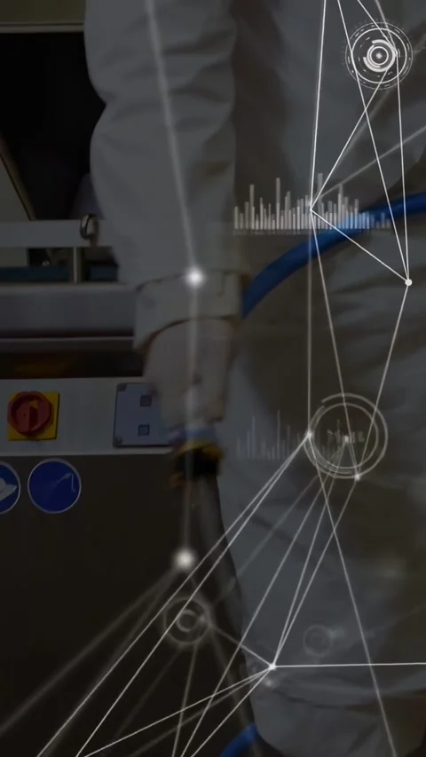 Vertical video: Male tech reaching for nozzle, starting HUD checks while Stock Footage 332317338