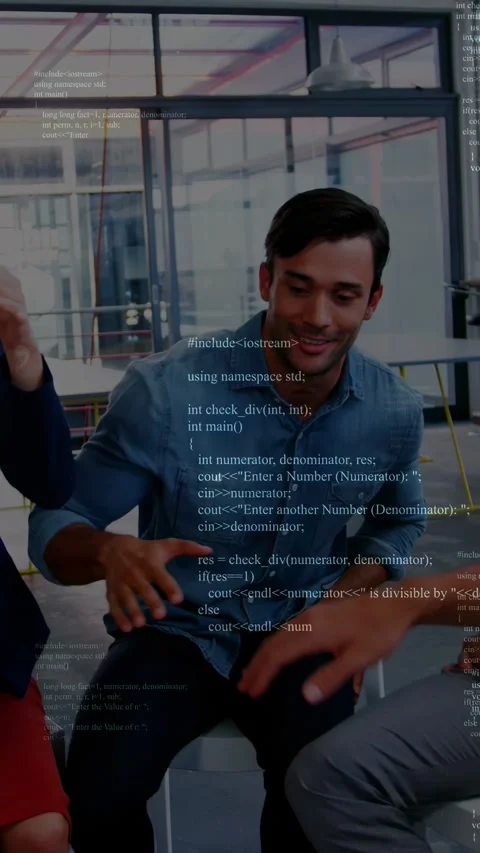 Vertical video: Man in blue rising and talking urging hands stacking for tech Stock Footage 333633038