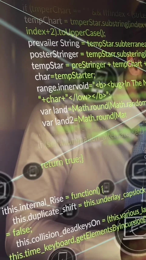 Vertical video: Man bringing phone into view while camera showing body, code Stock Footage 330720625