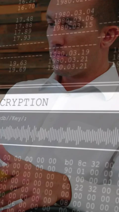 Vertical video: Man flipping folder in meeting, causing ENCRYPTION overlay Stock Footage 331738546