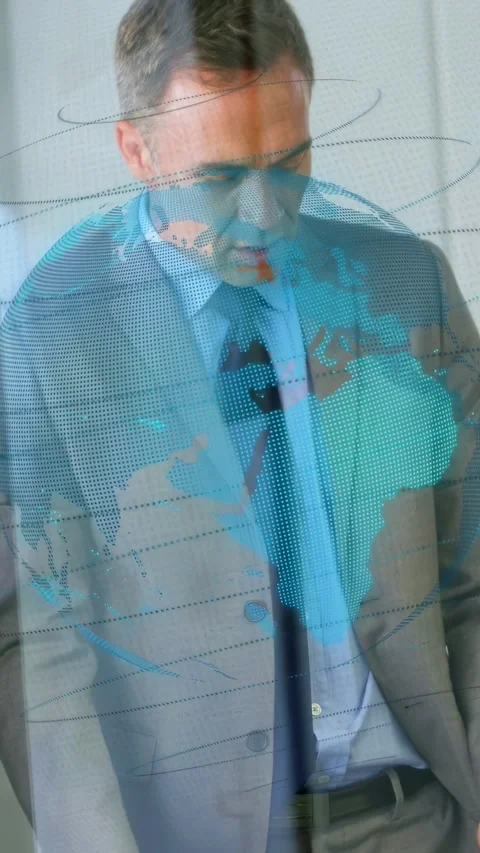 Vertical video: Man lifting doc scanning green chart and showing business data Stock Footage 335263912