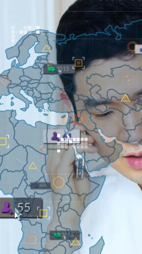 Vertical video: Man on phone checking alerts while phone ringing causing map Vídeos de archivo 331270878