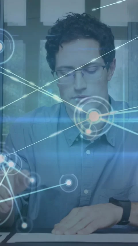 Vertical video: Man presenting in technology demo, HUD appearing and driving Stock Footage 329876912