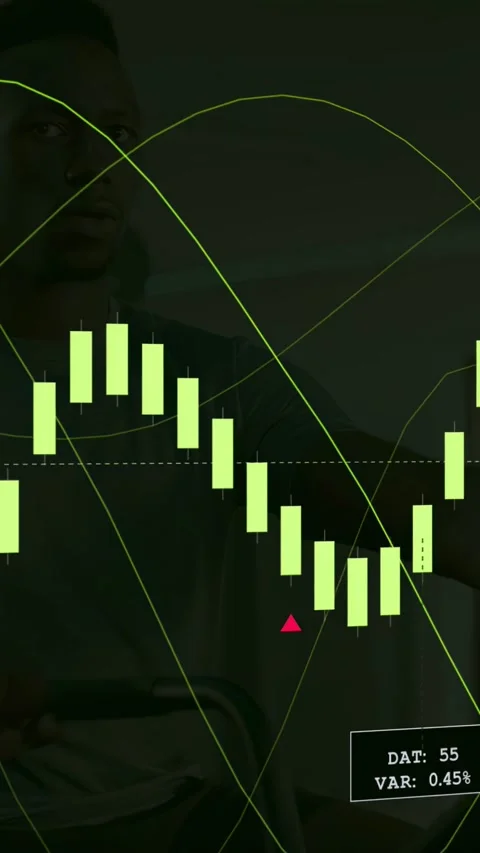 Vertical video: Man pulling handles while data overlay appearing, neon bars Stock Footage 333157765