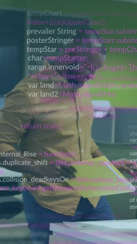 Vertical video: Man reading yellow folder, tapping phone, showing code while Stock Footage 329961749