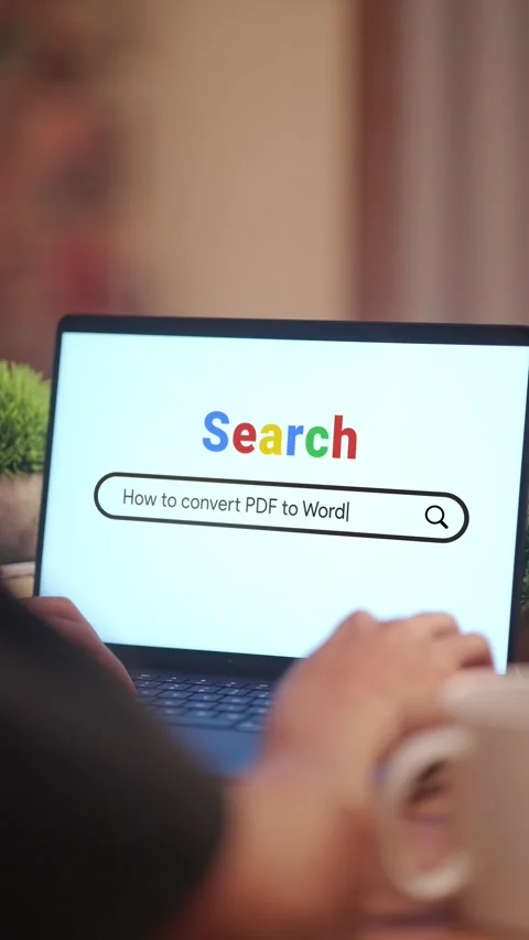 VERTICAL VIDEO OF MAN SEARCHING HOW TO CONVERT PDF TO WORD ON INTERNET Stock Footage 308128583