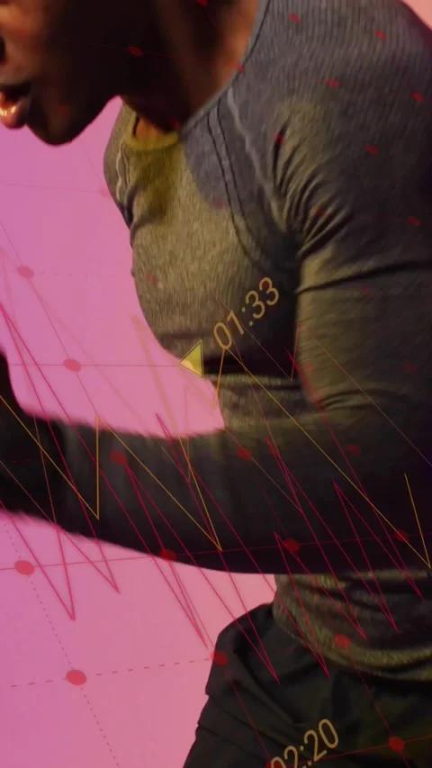 Vertical video: Man starting torso rotation punching as timecode overlaying him 스톡 동영상 331580782