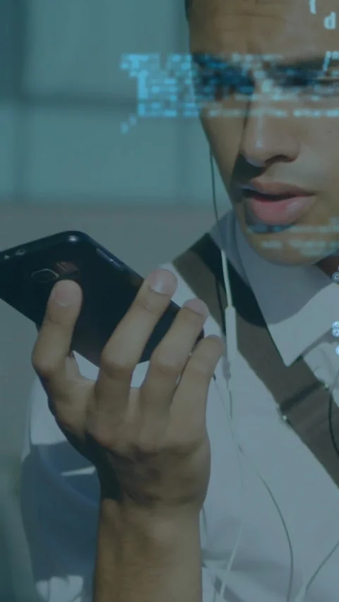 Vertical video: Man taking phone on alert, speaking then confirming while tech Stock-Footage 330306196