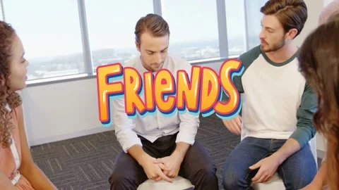 Vertical video: Man talking then going quiet, group offering touch under Friends Stock Footage 333004854