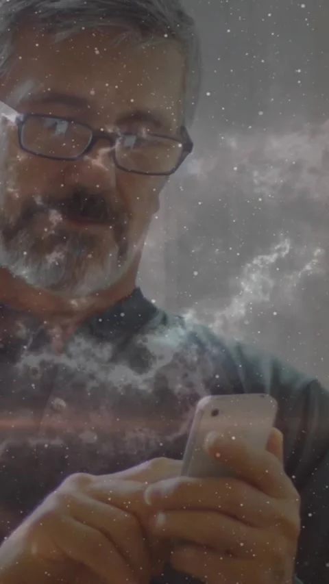 Vertical video: Man tapping phone starting AR filter showing flare and cart icon Stock Footage 329961484