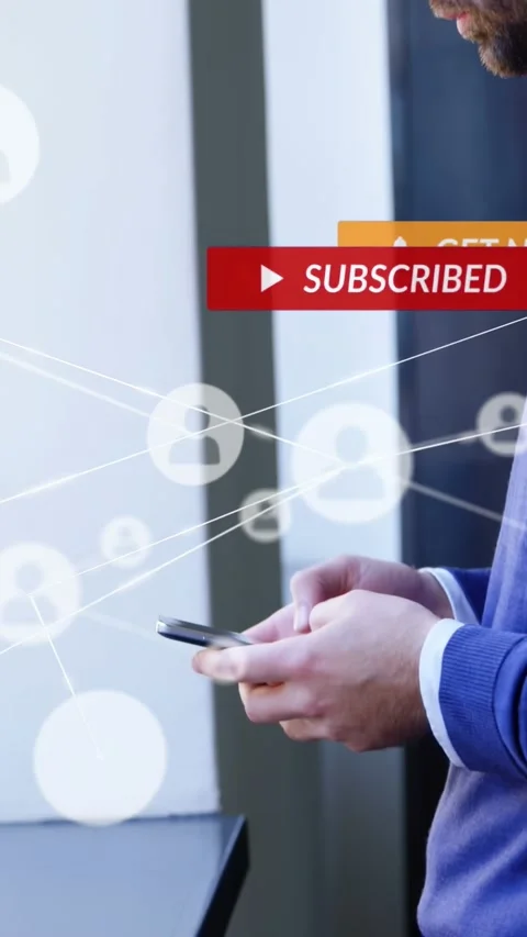 Vertical video: Man tapping phone starting moving labels and linking nodes Stock Footage 330306292