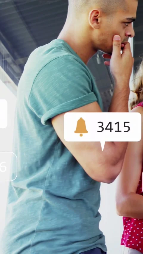 Vertical video: Man thinking on porch cam showing face and starting bubbles 스톡 동영상 333913074