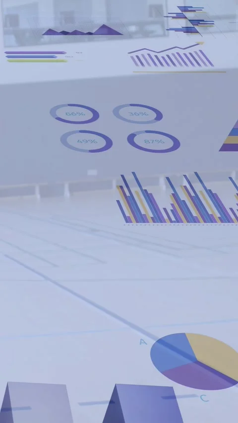 Vertical video: Man walking from right, gesturing and presenting analytics Stock Footage 340133434