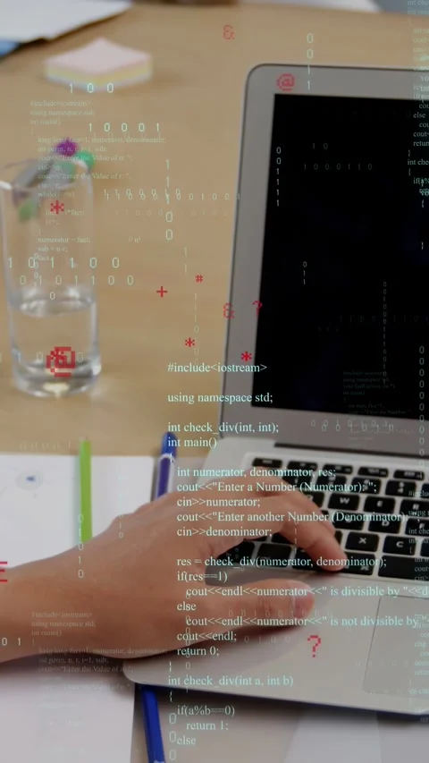 Vertical video: Man working, tapping pad and typing, pen pointing, pad tap Stock Footage 335355237