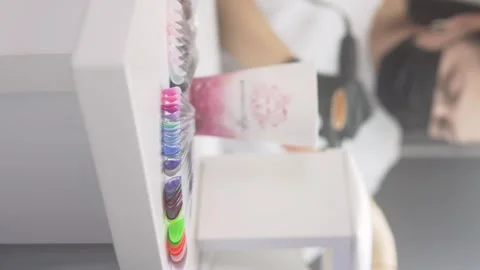 Vertical video, manicure of women's hands in a beauty salon. Stock Footage 303781533